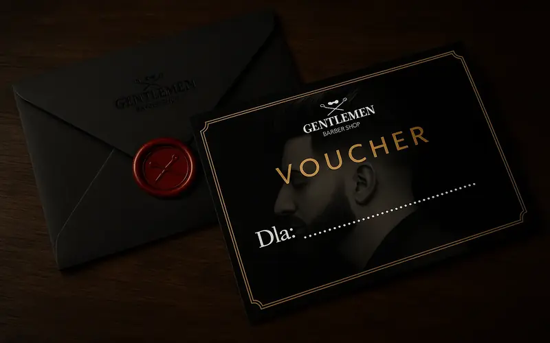 Elegancki voucher prezentowy Gentlemen Barber Shop Kraków
