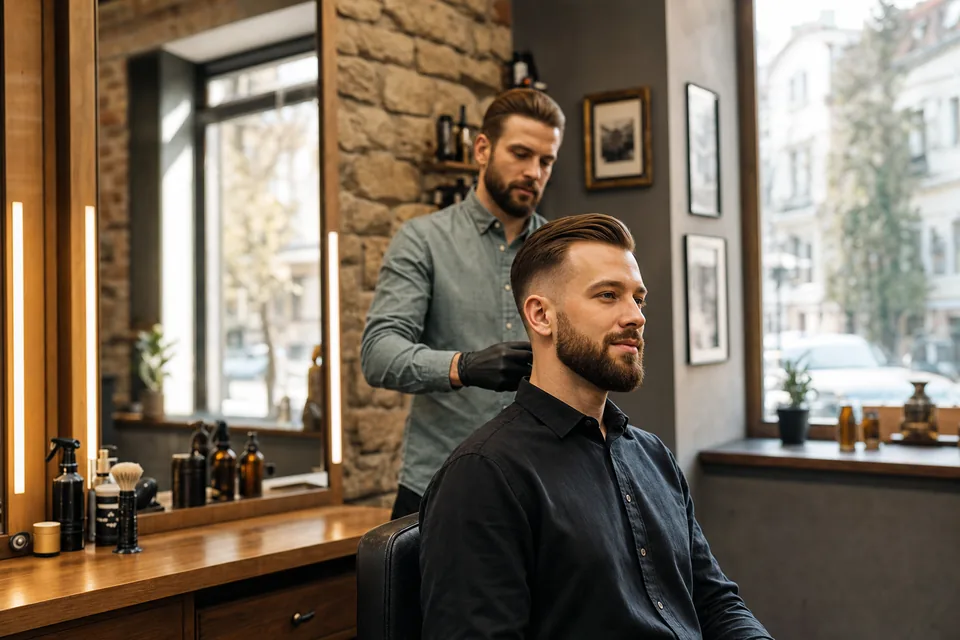 Barber Kraków Kazimierz na powrót do biura po pracy zdalnej: włosy i broda, które wyglądają profesjonalnie na żywo